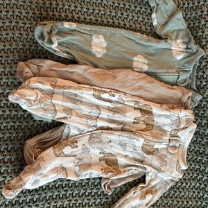 Baby Footed Pajamas Set - Animal and Cloud Prints